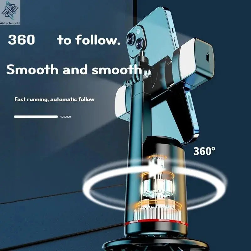 FANGTUOSI 360 Rotation Follow-up Gimbal Stabilizer Monopod Desktop Tracking Gimbal with Remote for Phone Tiktok Live Photography Ai-TechWorld 