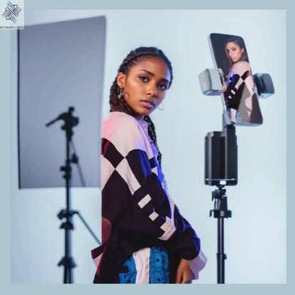 FANGTUOSI 360 Rotation Follow-up Gimbal Stabilizer Monopod Desktop Tracking Gimbal with Remote for Phone Tiktok Live Photography Ai-TechWorld 