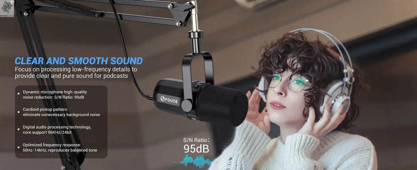 FDUCE SL40+ USB/XLR Dynamic Microphone Kit With Built - in Headset Output / Sound Insulation/Arm Stand,For PC PS5/4 Mixer - Ai - TechWorld