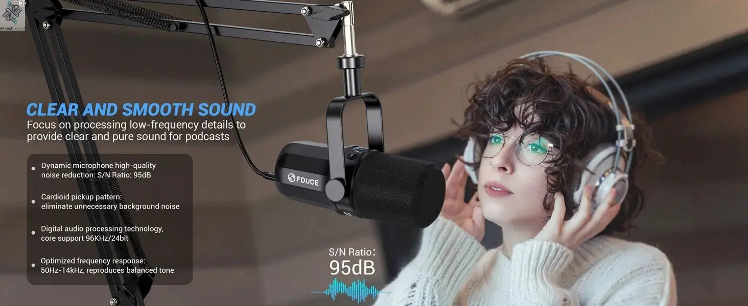 FDUCE SL40+ USB/XLR Dynamic Microphone Kit With Built - in Headset Output / Sound Insulation/Arm Stand,For PC PS5/4 Mixer - Ai - TechWorld