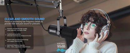 FDUCE SL40+ USB/XLR Dynamic Microphone Kit With Built - in Headset Output / Sound Insulation/Arm Stand,For PC PS5/4 Mixer - Ai - TechWorld