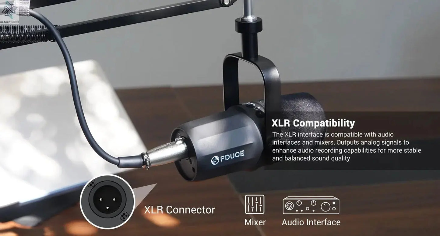 FDUCE SL40+ USB/XLR Dynamic Microphone Kit With Built - in Headset Output / Sound Insulation/Arm Stand,For PC PS5/4 Mixer - Ai - TechWorld