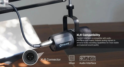 FDUCE SL40+ USB/XLR Dynamic Microphone Kit With Built - in Headset Output / Sound Insulation/Arm Stand,For PC PS5/4 Mixer - Ai - TechWorld