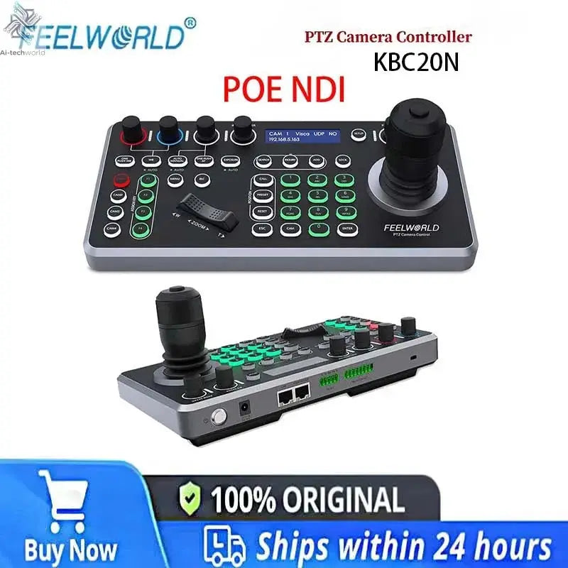 FEELWORLD KBC20N NDI POE PTZ Camera Joystick Controller, LCD Screen 4D Joystick Control Keyboard For Live Streaming Ai-TechWorld 