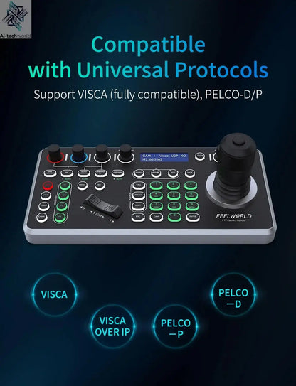 FEELWORLD KBC20N NDI POE PTZ Camera Joystick Controller, LCD Screen 4D Joystick Control Keyboard For Live Streaming Ai-TechWorld 