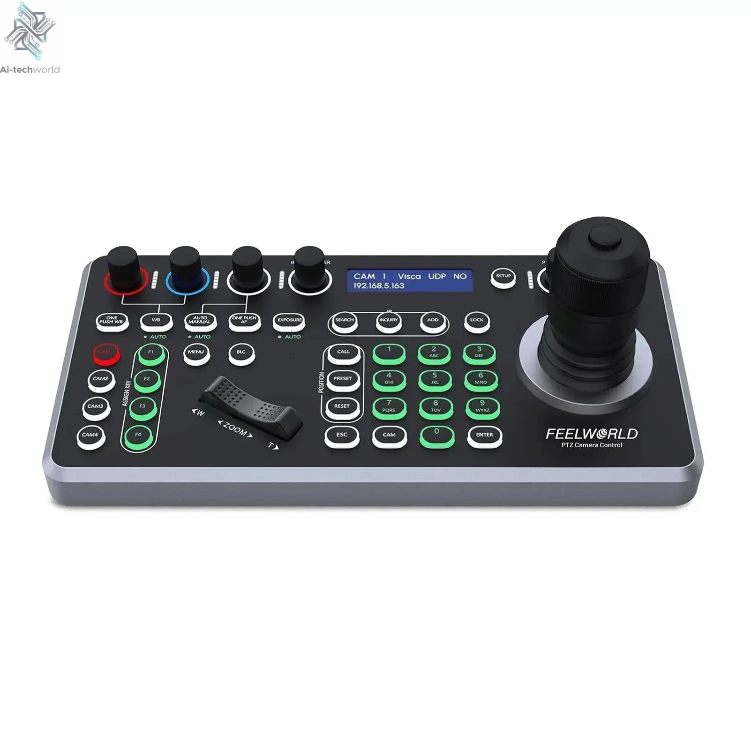 FEELWORLD KBC20N NDI POE PTZ Camera Joystick Controller, LCD Screen 4D Joystick Control Keyboard For Live Streaming Ai-TechWorld 