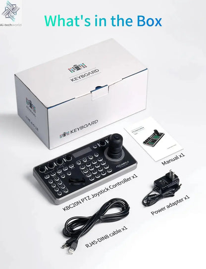 FEELWORLD KBC20N NDI POE PTZ Camera Joystick Controller, LCD Screen 4D Joystick Control Keyboard For Live Streaming Ai-TechWorld 