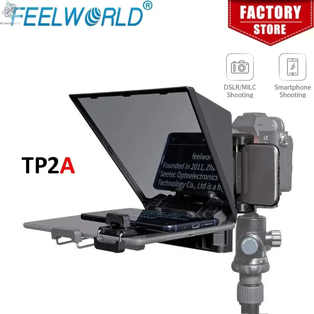 FEELWORLD  TP2A Portable 8 Inch Teleprompter Supports Under 8" DSLR Shooting Smartphone/Tablet Prompting Remote - Ai-TechWorld