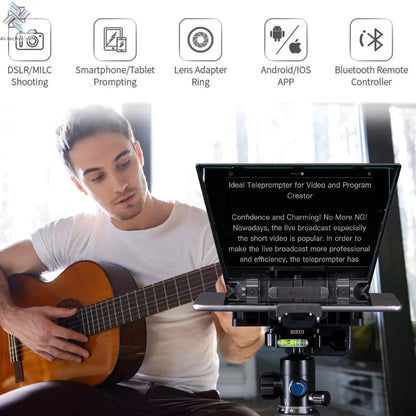 FEELWORLD  TP2A Portable 8 Inch Teleprompter Supports Under 8" DSLR Shooting Smartphone/Tablet Prompting Remote - Ai-TechWorld