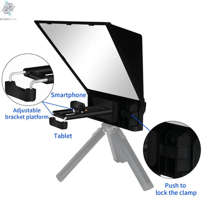 FEELWORLD  TP2A Portable 8 Inch Teleprompter Supports Under 8" DSLR Shooting Smartphone/Tablet Prompting Remote - Ai-TechWorld