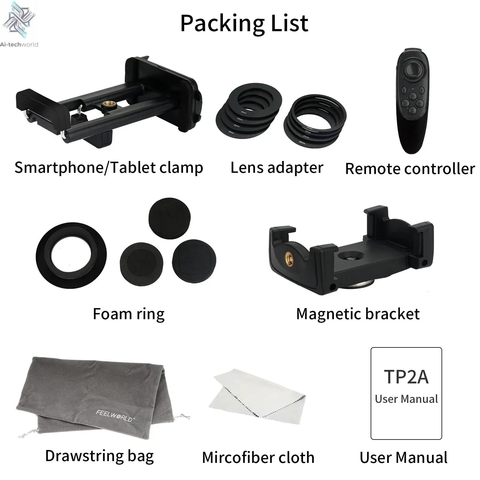 FEELWORLD  TP2A Portable 8 Inch Teleprompter Supports Under 8" DSLR Shooting Smartphone/Tablet Prompting Remote - Ai-TechWorld