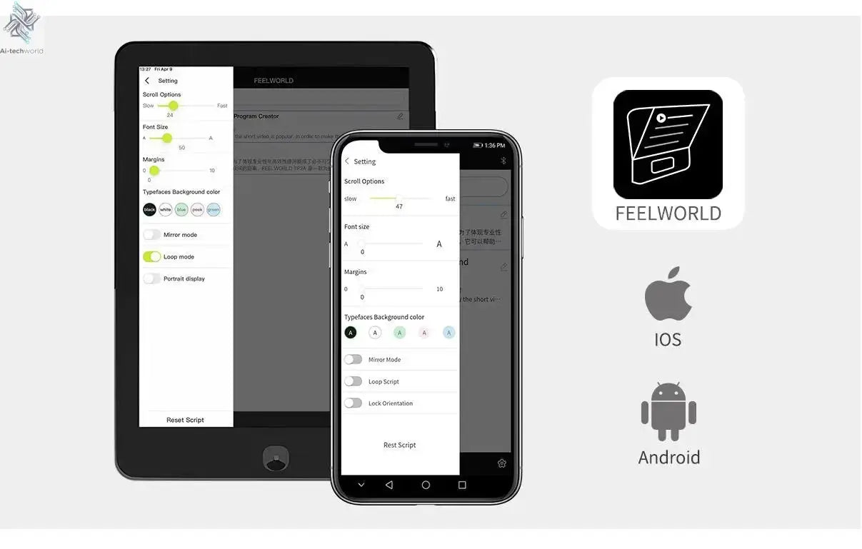 FEELWORLD  TP2A Portable 8 Inch Teleprompter Supports Under 8" DSLR Shooting Smartphone/Tablet Prompting Remote - Ai-TechWorld