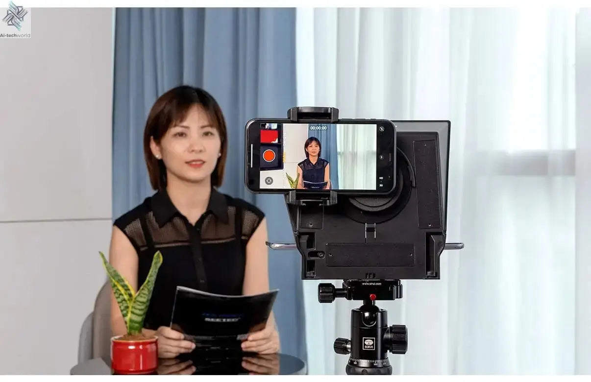 FEELWORLD  TP2A Portable 8 Inch Teleprompter Supports Under 8" DSLR Shooting Smartphone/Tablet Prompting Remote - Ai-TechWorld