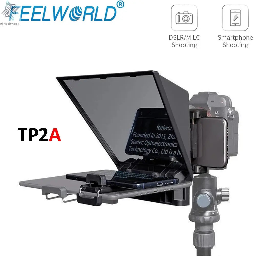 FEELWORLD  TP2A Portable 8 Inch Teleprompter Supports Under 8" DSLR Shooting Smartphone/Tablet Prompting Remote - Ai-TechWorld