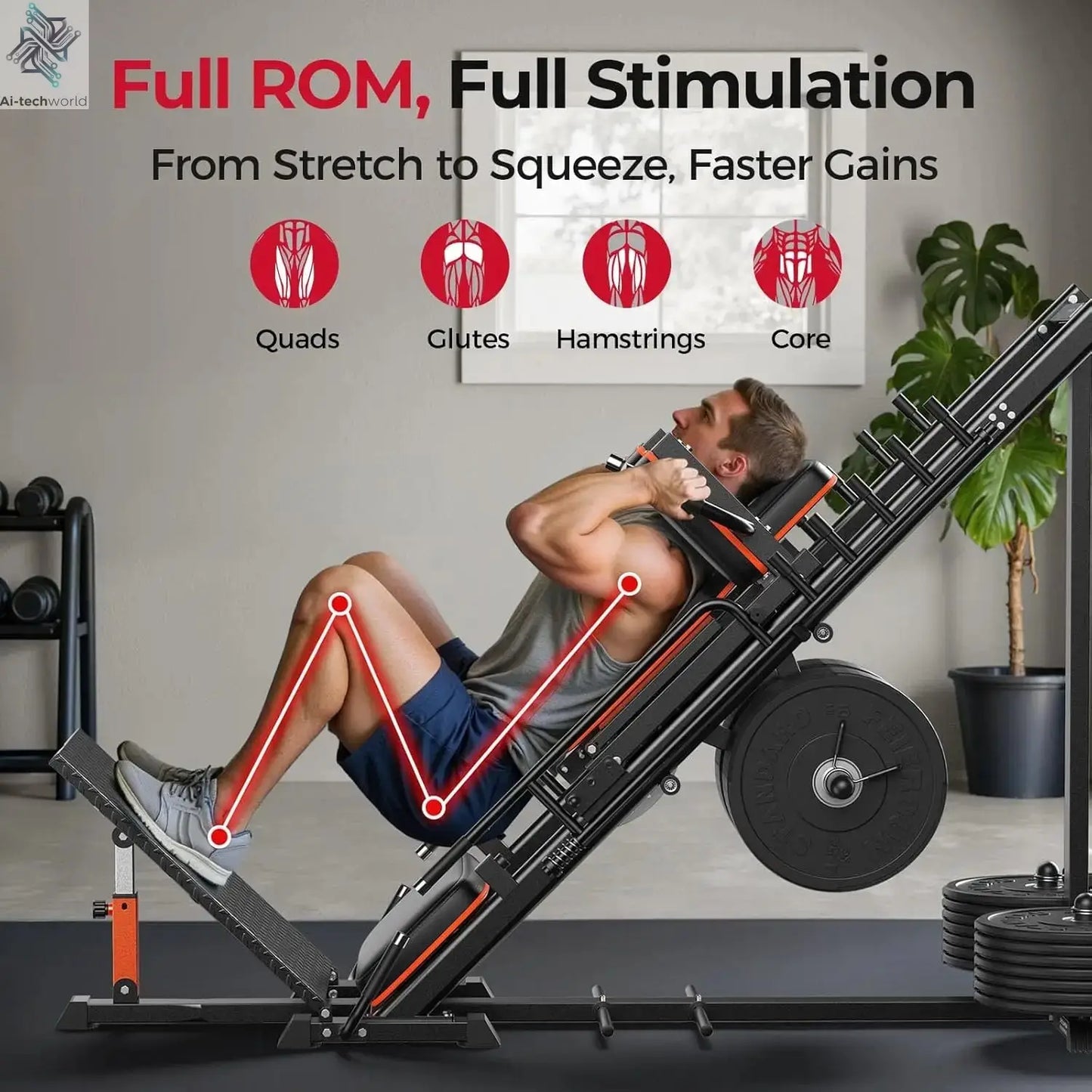 FEIERDUN 3‑in‑1 Leg Press Hack Squat Machine with Ultra-Quiet Pulley System –Adjustable Leg Press Machine for Home Gym - Ai-TechWorld
