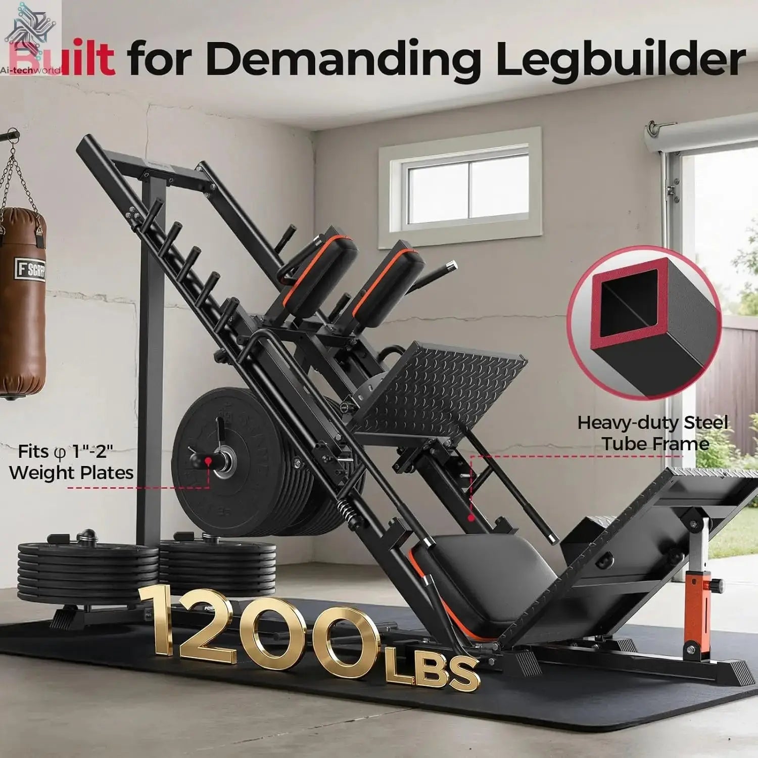 FEIERDUN 3‑in‑1 Leg Press Hack Squat Machine with Ultra-Quiet Pulley System –Adjustable Leg Press Machine for Home Gym - Ai-TechWorld