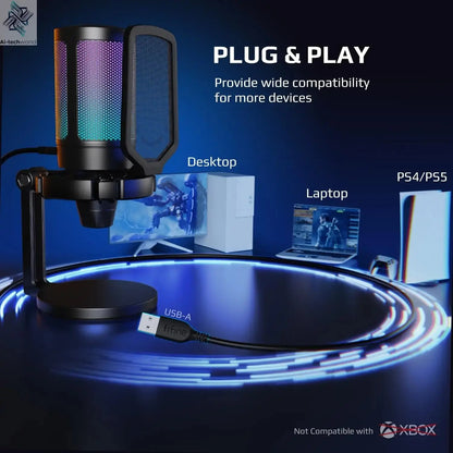 FIFINE AmpliGame Gaming Microphone with Shock Mount,Gain Knob,Touch-mute,Streaming Podcast Condenser Mic for PC,Switch,PS5-A6NEO Ai-TechWorld 