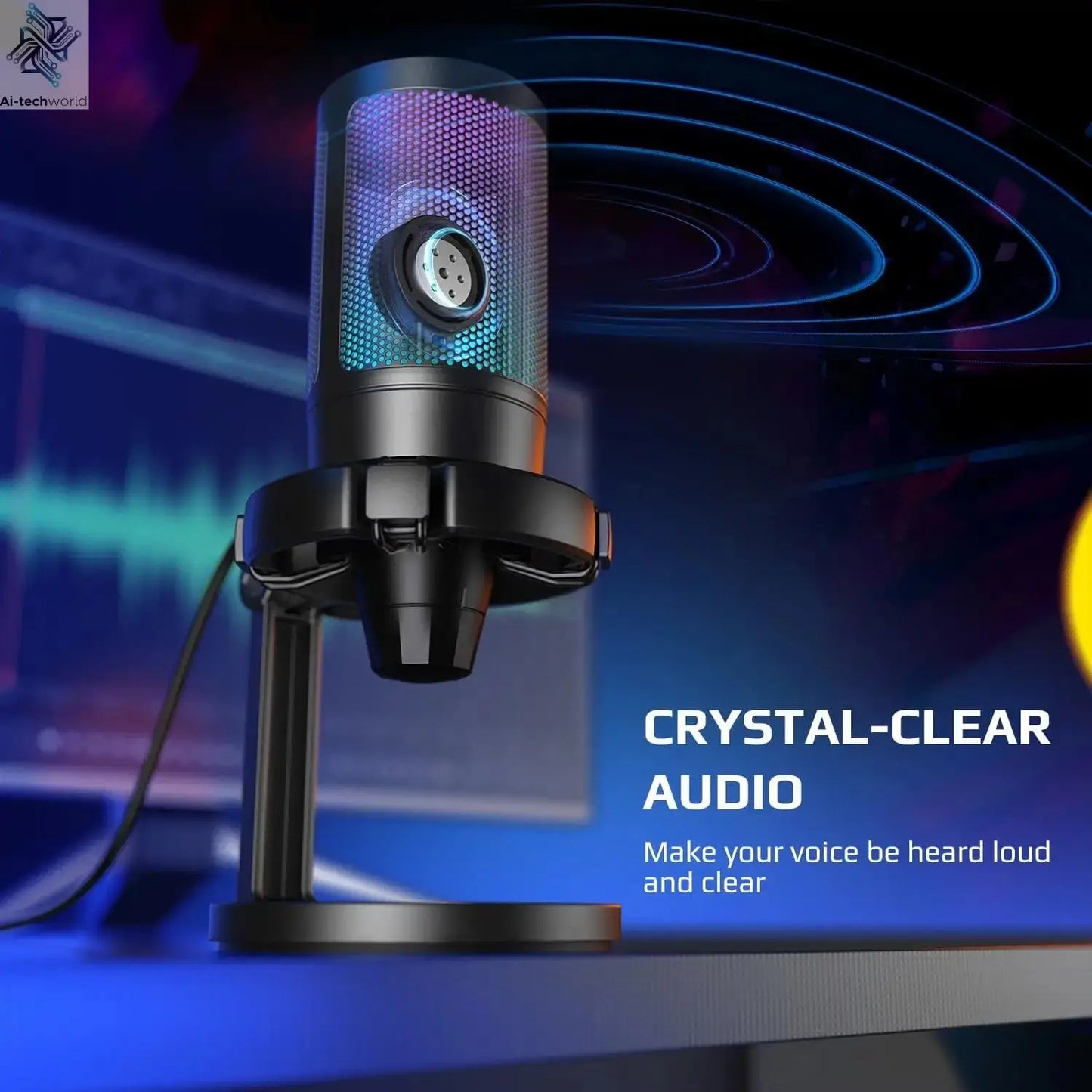 FIFINE AmpliGame Gaming Microphone with Shock Mount,Gain Knob,Touch-mute,Streaming Podcast Condenser Mic for PC,Switch,PS5-A6NEO Ai-TechWorld 