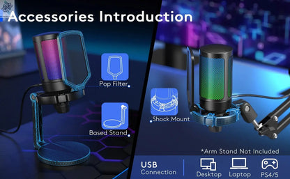 FIFINE AmpliGame Gaming Microphone with Shock Mount,Gain Knob,Touch-mute,Streaming Podcast Condenser Mic for PC,Switch,PS5-A6NEO Ai-TechWorld 