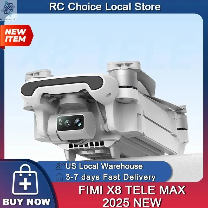 FIMI X8 TELE MAX 2025 New 3-Axis Gimbal 4K HDR 48MP 30x Camera Drone Professional GPS RC Quadcopter Ship from US Ai-TechWorld
