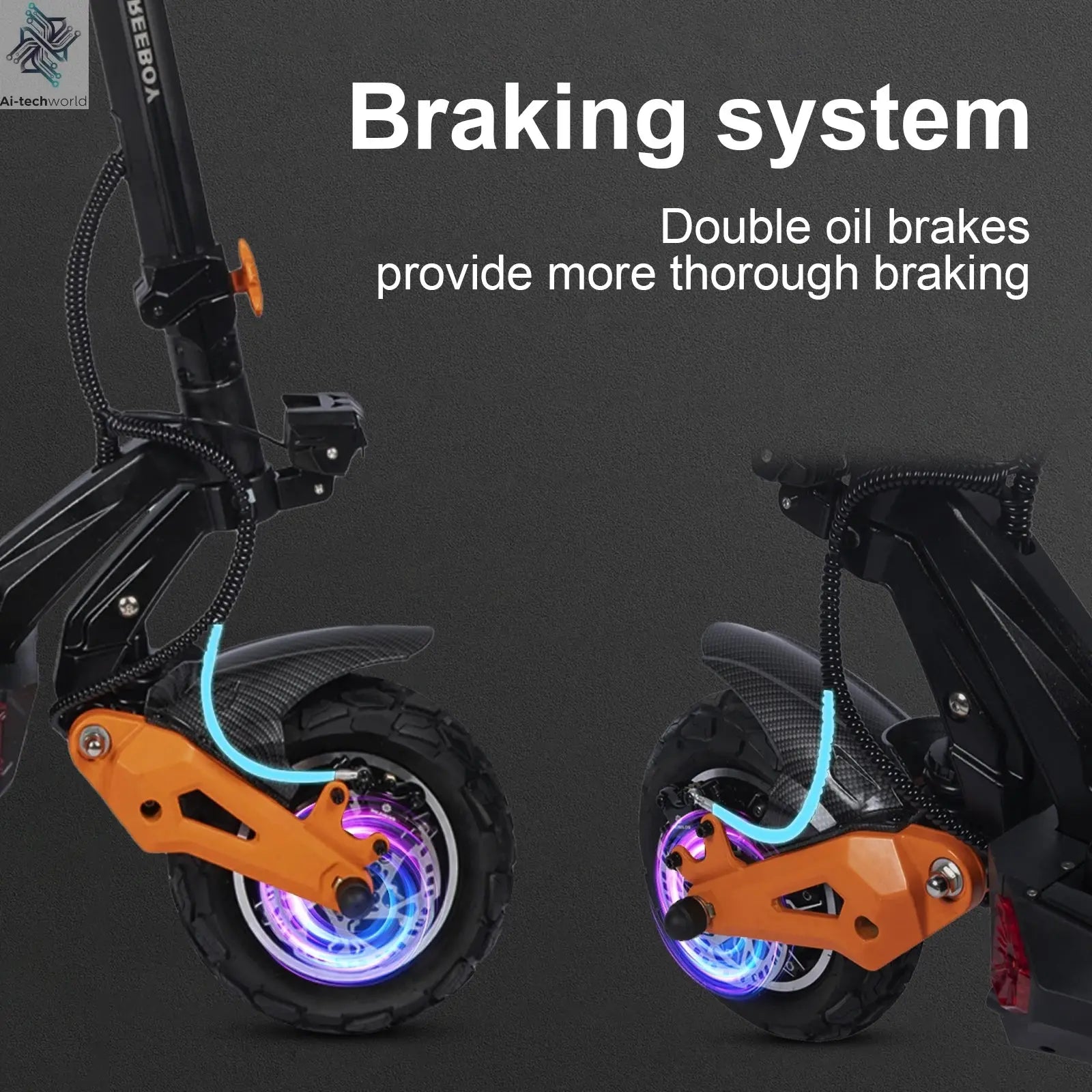 FREEBOY 6000W Fast Electric Scooter for Adult, Daul Motor 50mph, 60V 30Ah, 11'' Off Road Tires, 55miles Range, Foldable eScooter Ai-TechWorld 