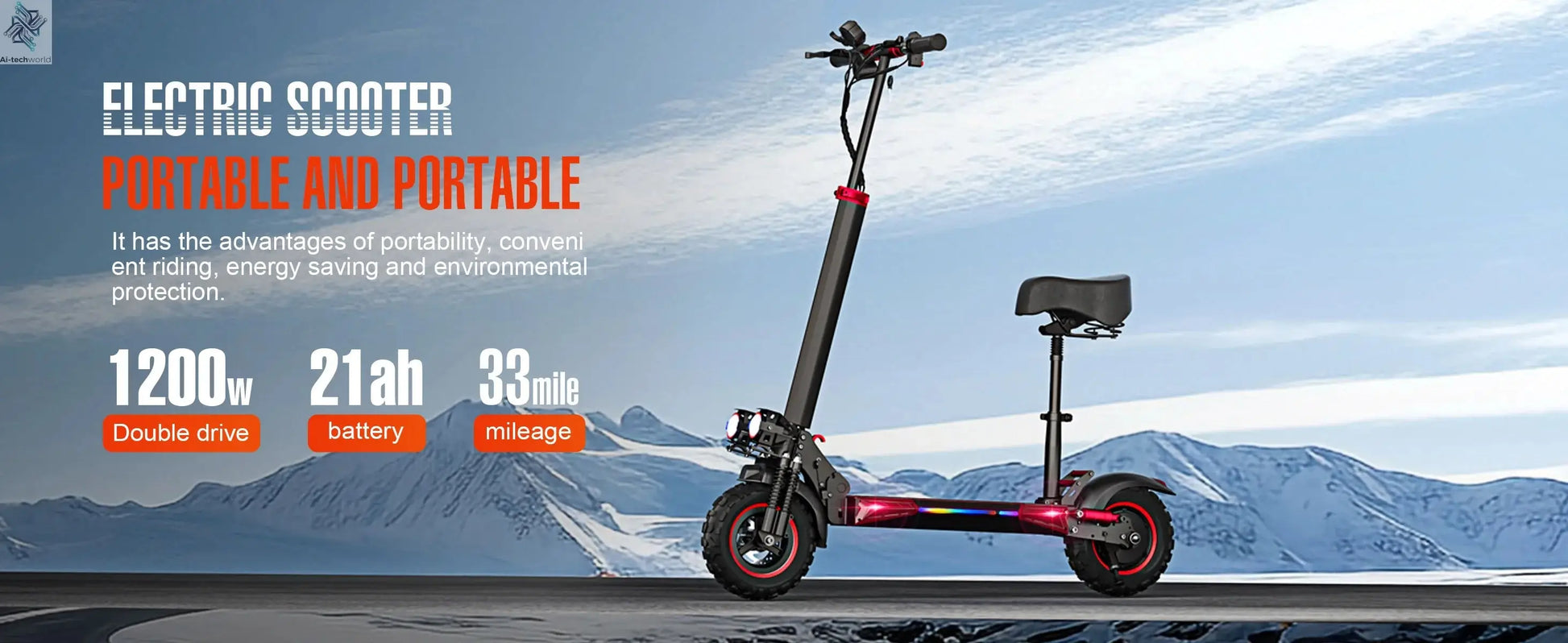 FREEBOY J11Plus Electric Scooter 1200W Motor 48V21AH Battery High Power Long Range Ai-TechWorld 