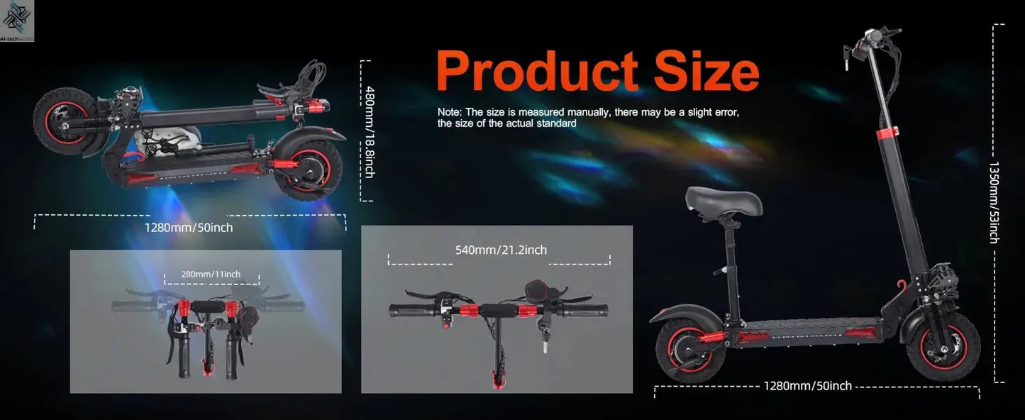 FREEBOY J11Plus Electric Scooter 1200W Motor 48V21AH Battery High Power Long Range Ai-TechWorld 
