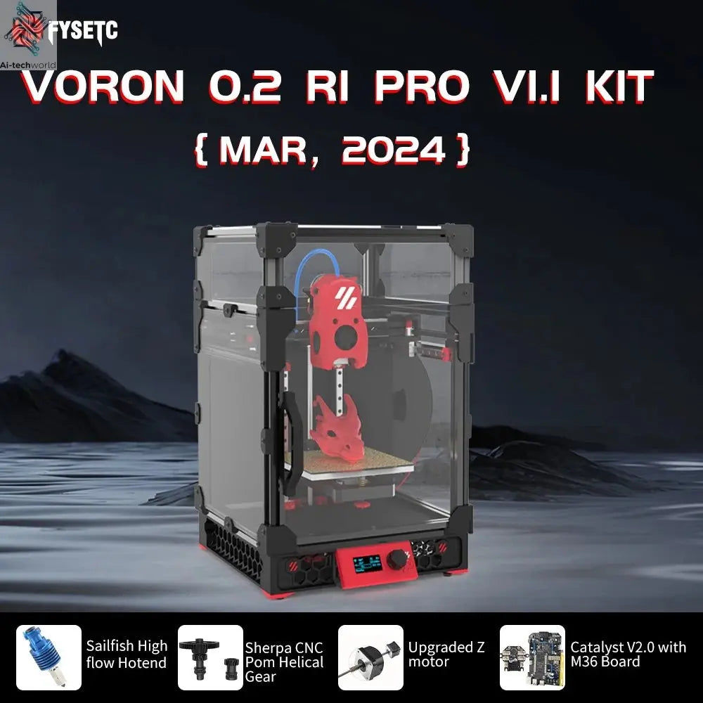 FYSETC Voron 0.2 R1 V1.1 Pro Corexy 3d Printer Upgraded Kit with Catalyst Kit V2.0 and M36 Motherboard Sailfish High flow Hotend Ai-TechWorld