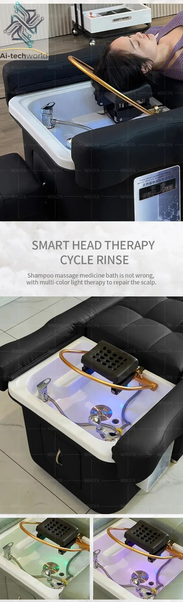 Factory Custom Made Hair Washing Bed for Hair Salon, Head Spa, Pedicure, Foot Massage, Hair Washing Chair. Ai-TechWorld 