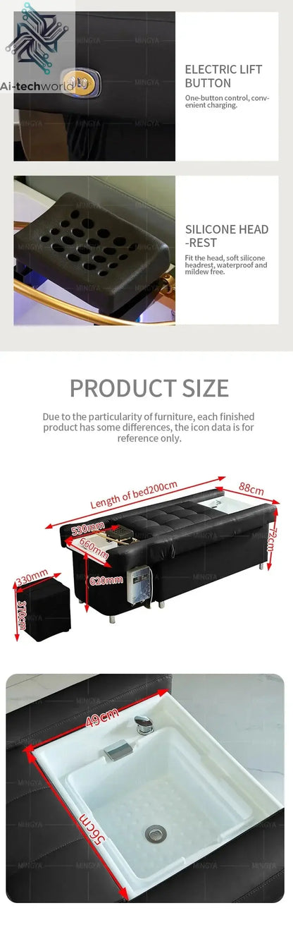 Factory Custom Made Hair Washing Bed for Hair Salon, Head Spa, Pedicure, Foot Massage, Hair Washing Chair. Ai-TechWorld 