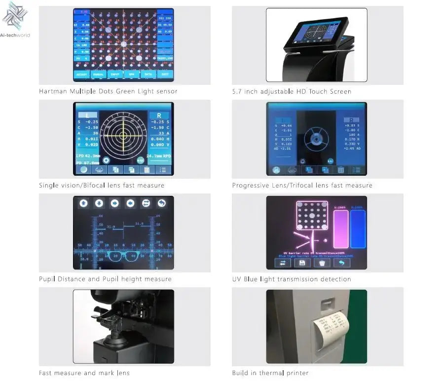 Factory Price Free Shipping Auto Lensmeter Lensometer Focimeter with Printer Ai-TechWorld 