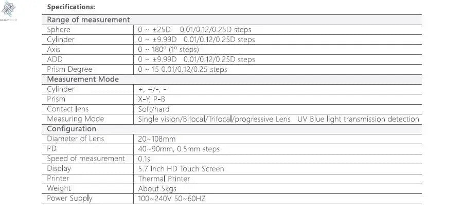 Factory Price Free Shipping Auto Lensmeter Lensometer Focimeter with Printer Ai-TechWorld 