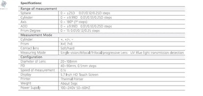 Factory Price Free Shipping Auto Lensmeter Lensometer Focimeter with Printer Ai-TechWorld 