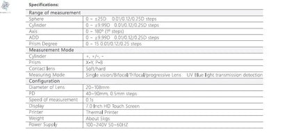 Factory Price Free Shipping Auto Lensmeter Lensometer Focimeter with Printer Ai-TechWorld 