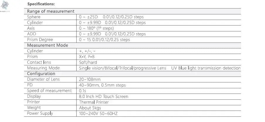 Factory Price Free Shipping Auto Lensmeter Lensometer Focimeter with Printer Ai-TechWorld 
