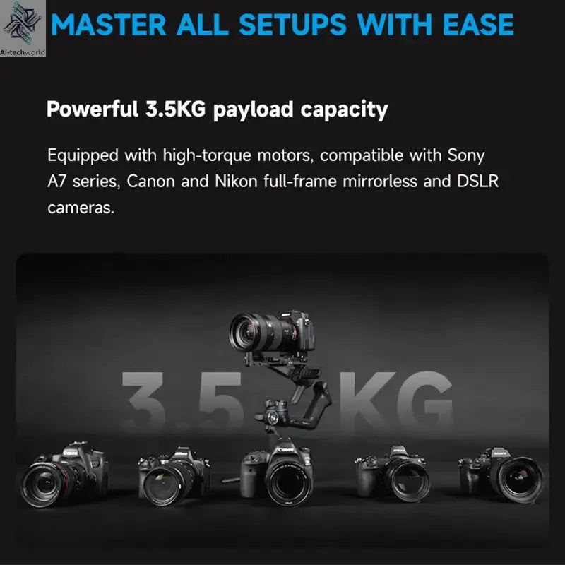 FeiyuTech SCORP-C 2 Gimbal Camera Stabilizer for DSLR&Mirrorless 3.5kg Payload, AI Tracking, Native Vertical Shooting SCORP C2 Ai-TechWorld 