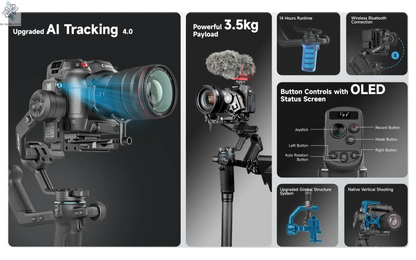 FeiyuTech SCORP-C 2 Gimbal Camera Stabilizer for DSLR&Mirrorless 3.5kg Payload, AI Tracking, Native Vertical Shooting SCORP C2 Ai-TechWorld 