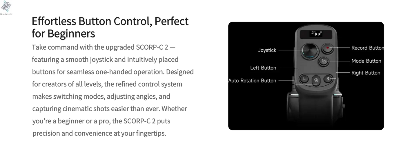 FeiyuTech SCORP-C 2 Gimbal Camera Stabilizer for DSLR&Mirrorless 3.5kg Payload, AI Tracking, Native Vertical Shooting SCORP C2 Ai-TechWorld 
