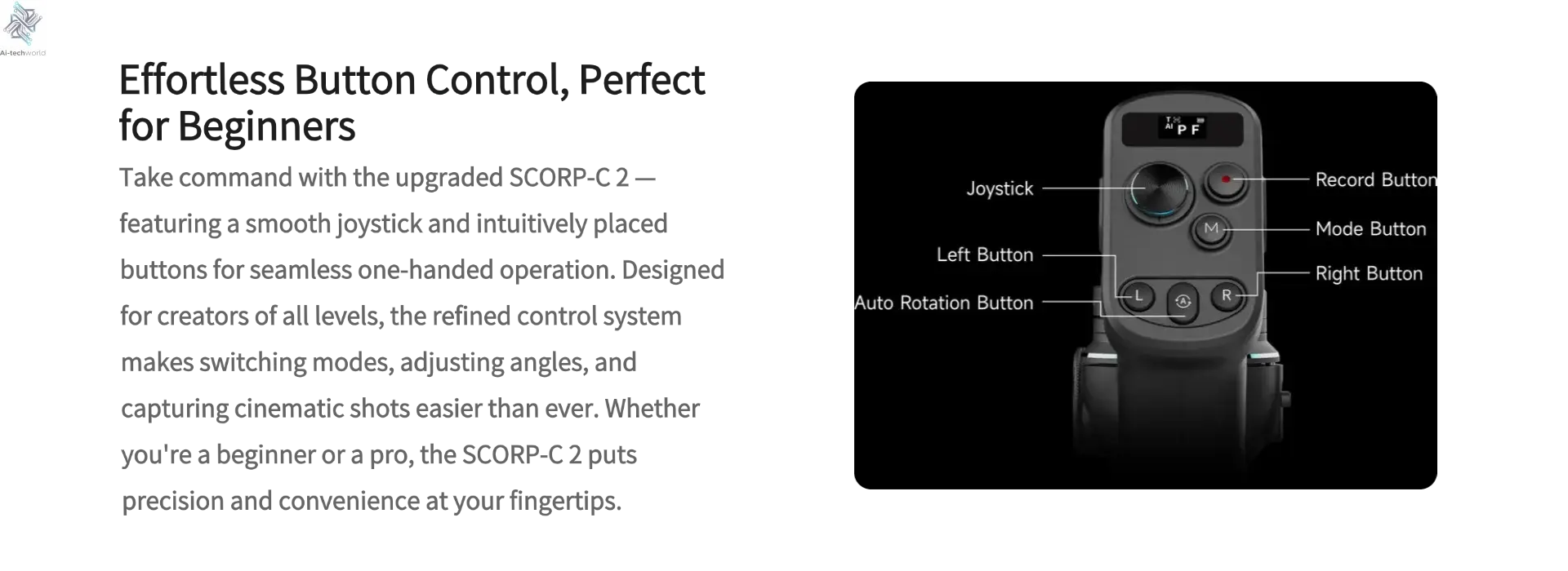 FeiyuTech SCORP-C 2 Gimbal Camera Stabilizer for DSLR&Mirrorless 3.5kg Payload, AI Tracking, Native Vertical Shooting SCORP C2 Ai-TechWorld 