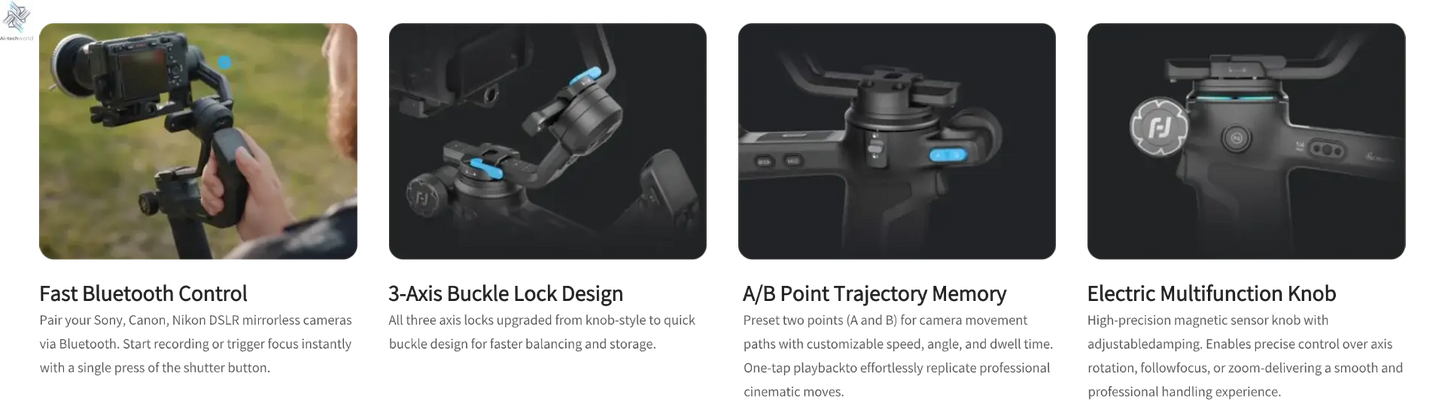 FeiyuTech SCORP-C 2 Gimbal Camera Stabilizer for DSLR&Mirrorless 3.5kg Payload, AI Tracking, Native Vertical Shooting SCORP C2 Ai-TechWorld 