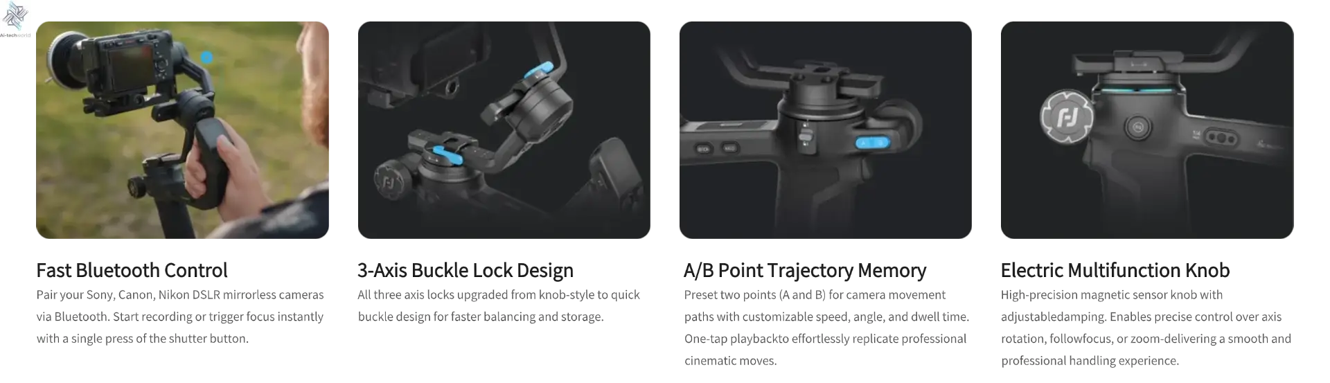 FeiyuTech SCORP-C 2 Gimbal Camera Stabilizer for DSLR&Mirrorless 3.5kg Payload, AI Tracking, Native Vertical Shooting SCORP C2 Ai-TechWorld 