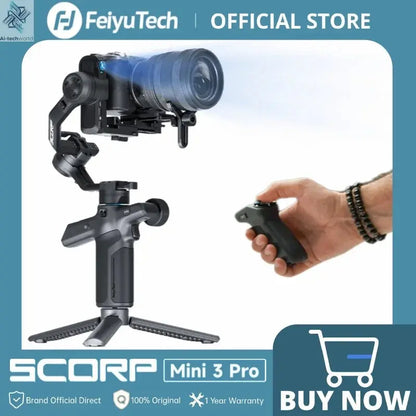 FeiyuTech SCORP Mini 3 Pro 3-in-1 Gimbal for Mirrorless, Action Cams and Smartphones with AI Tracking, 2 kg Load, 14 h Battery Ai-TechWorld 