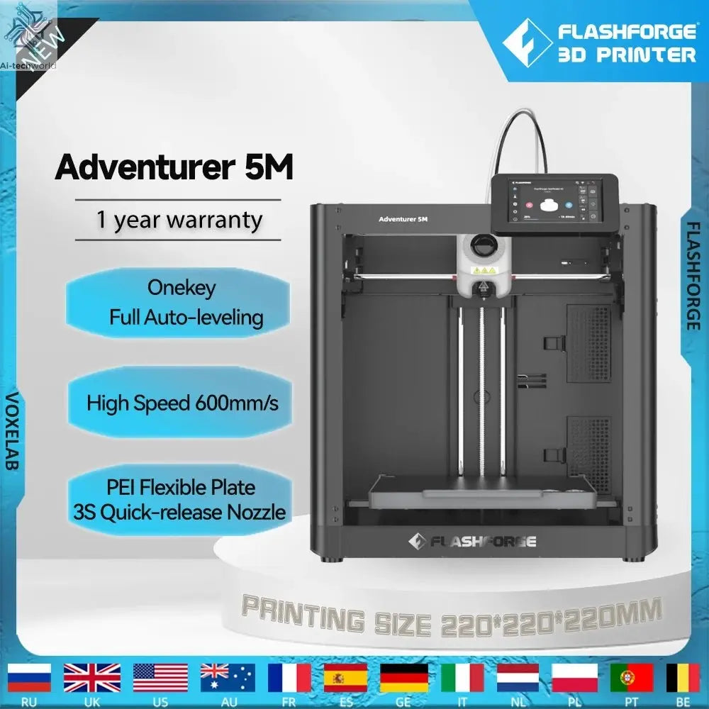 Flashforge Adventurer 5M 3D Printer with Auto Leveling and Power Loss Recovery - #Ai-TechWorld#