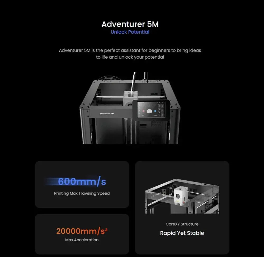 Flashforge Adventurer 5M 3D Printer with Auto Leveling and Power Loss Recovery - #Ai-TechWorld#