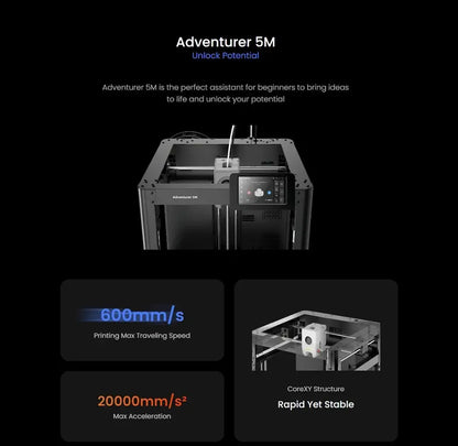 Flashforge Adventurer 5M 3D Printer with Auto Leveling and Power Loss Recovery - #Ai-TechWorld#