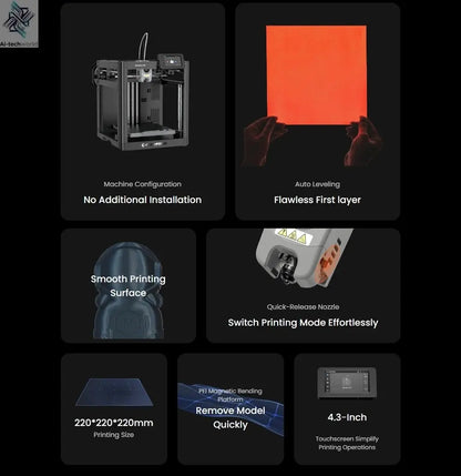 Flashforge Adventurer 5M 3D Printer with Auto Leveling and Power Loss Recovery - #Ai-TechWorld#