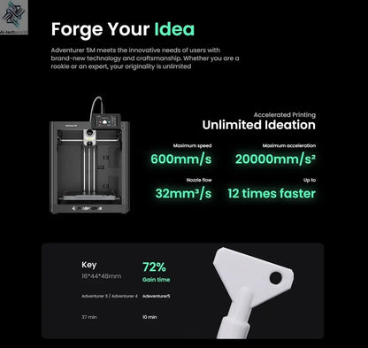 Flashforge Adventurer 5M 3D Printer with Auto Leveling and Power Loss Recovery - #Ai-TechWorld#