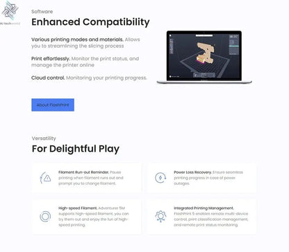 Flashforge Adventurer 5M 3D Printer with Auto Leveling and Power Loss Recovery - #Ai-TechWorld#