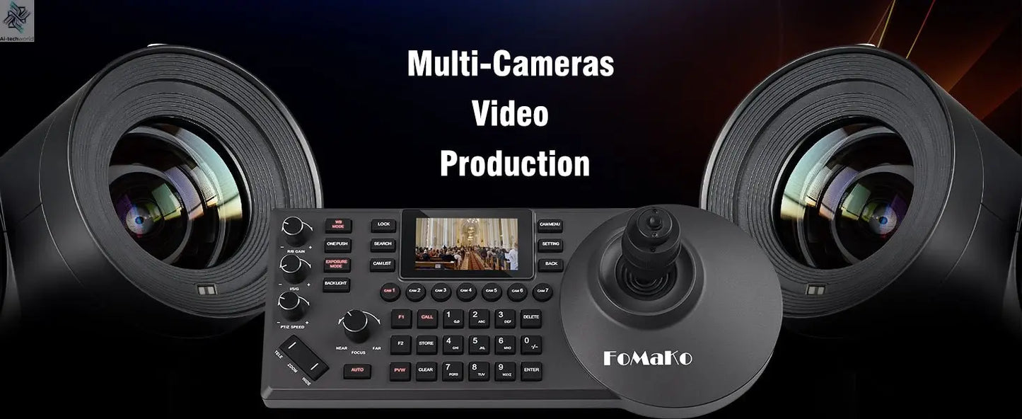 FoMaKo 4K PTZ Bundle NDI Camera 60FPS 20X Optical Zoom + KC608 IP PTZ Controller, 2pcs K820N+1pcs KC608 pro PTZ Camera Bundle - Ai - TechWorld