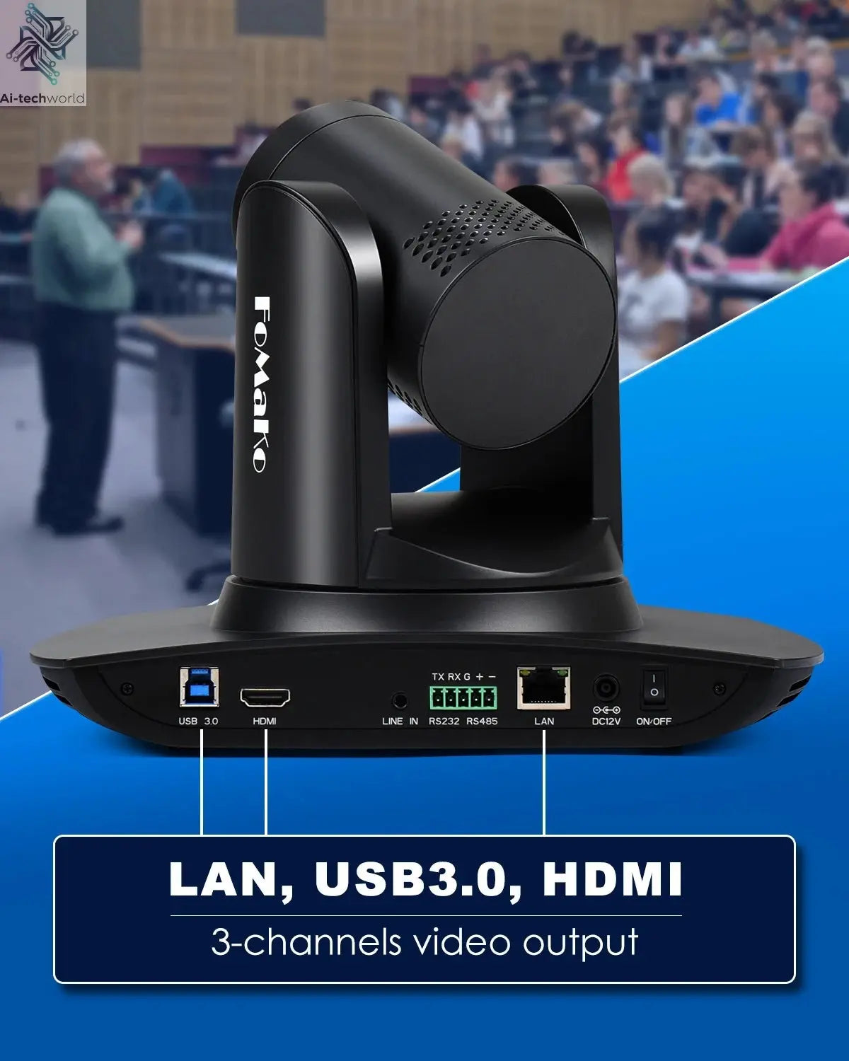 FoMaKo 4K PTZ Camera HDMI, AI Auto - Tracking,20X Optical Zoom(3pcs),KC602 Video Mixer Switcher,KC608 Pro PTZ Controller - Ai - TechWorld